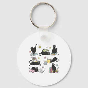 Katzen Lesen von Büchern Shirt Katze Lover Kitten Schlüsselanhänger