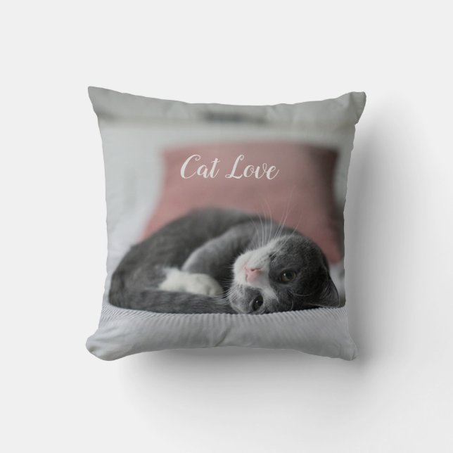 Katzen-Liebe - Geschenk für beliebtes Design Kissen (Vorderseite)