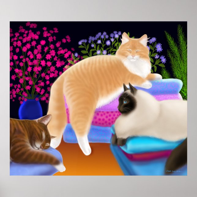 Katzen Liebe Sauberes Waschplakat Poster (Vorne)