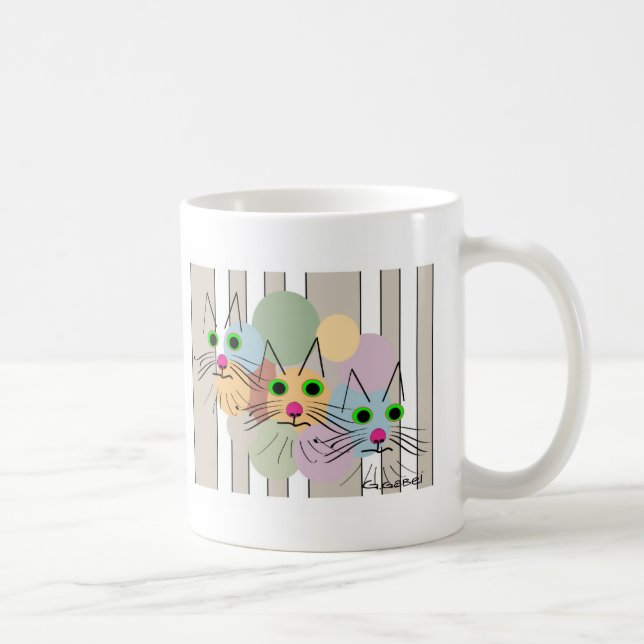 Katzen-Liebhaber "drei Freund-" Katzen-Kunst Kaffeetasse (Rechts)