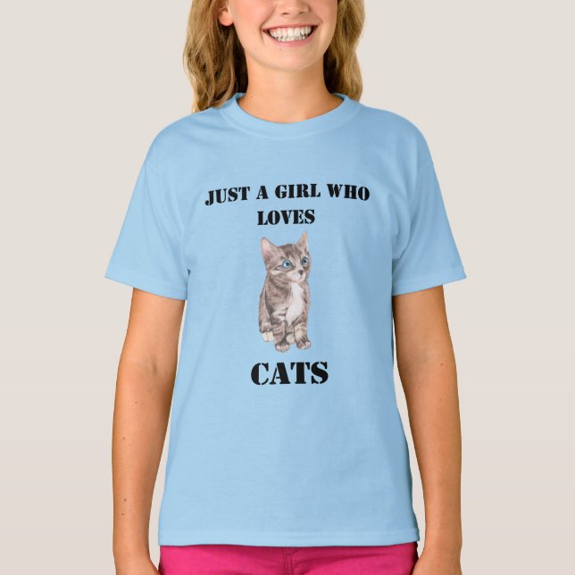 Katzen-Liebhaber-Hemd gerade ein Mädchen das T-Shirt (Vorderseite)