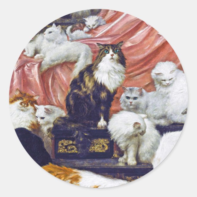 Katzen (Liebhaber meiner Ehefrau), Carl Kahler Runder Aufkleber (Vorderseite)