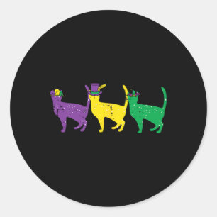 Katzen Lila Gelbe Grüne Louisiana Mardi Gras Wome Runder Aufkleber