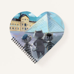 Katzen Louvre Paris - Herzförmiges Notizbuch 