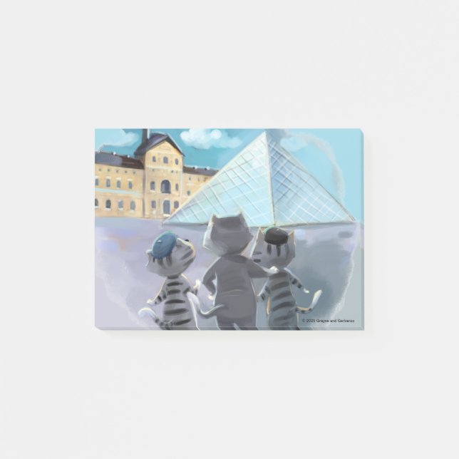 Katzen Louvre Paris - Notizen 4" x 3" (Vorderseite)