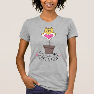 Katzen machen das Herz wachsen T-Shirt - Grau