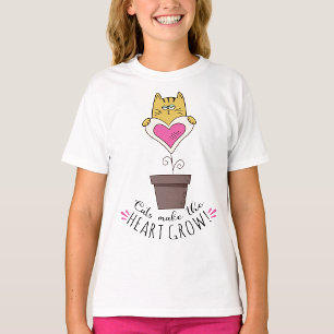 Katzen machen das Herz wachsen T-Shirt - Weiß