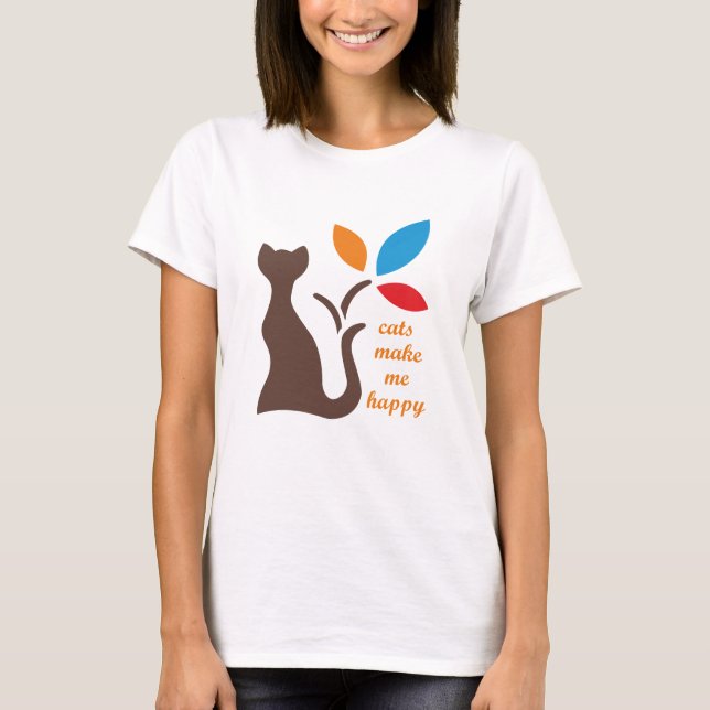 Katzen machen mich glücklich T-Shirt (Vorderseite)