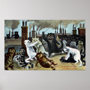 Katzen machten es auf einem Dach aus Poster
