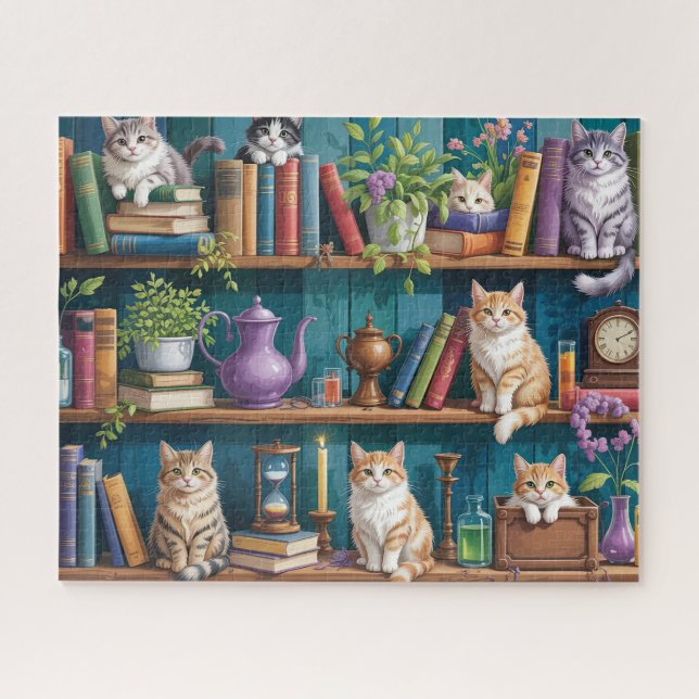 Katzen Magisches Bücherregal (Horizontal)