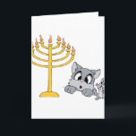 Katzen-Maus Menorah Feiertagskarte<br><div class="desc">Diese kleine Maus unterrichtet die Katze über das menorah und die Geschichte hinter Chanukka.</div>
