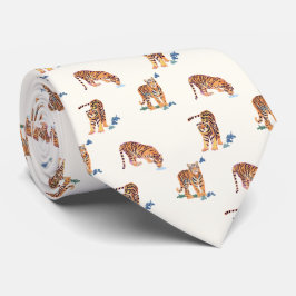 Katzen Meow Tigers on Ivory Krawatte