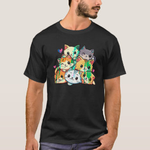 Katzen Meowtain Niedlich Kitty Pile Anime Kawaii N T-Shirt