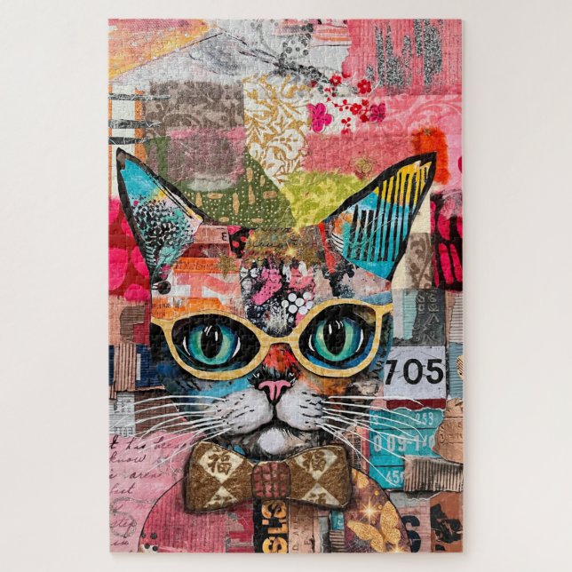 Katzen-Misch-Misch-Papier-Collage-Puzzle (Vertikal)