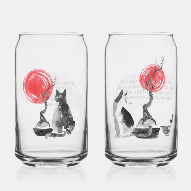 Katzen mit Bonsais und Buddha Quotes Dosenglas (Vorderseite)