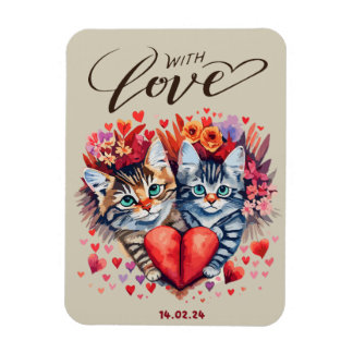 Katzen mit geklappter Liebe-Grußkarte Magnet