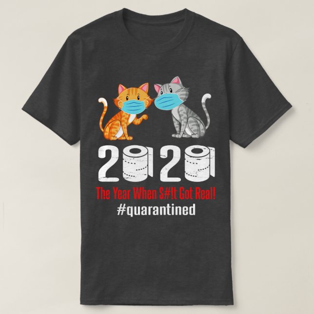 Katzen mit Gesichtsmaske tanzen 2020 Toilettenpapi T-Shirt (Design vorne)