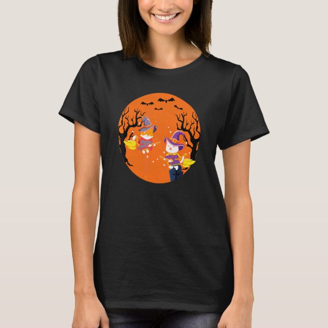 Katzen mit Mond T-Shirt (Vorderseite)