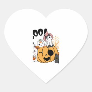 Katzen mit Spaß auf Halloween-Aufkleber Herz-Aufkleber