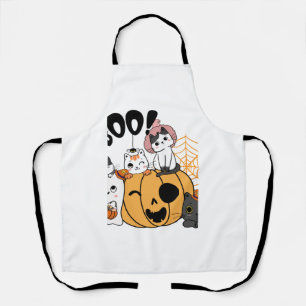 Katzen mit Spaß auf Halloween-Aufkleber Schürze