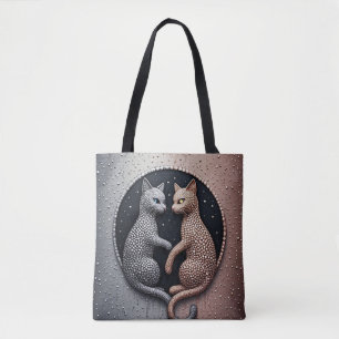 Katzen mit triefender Textur und mystischem Yin-Ya Tasche