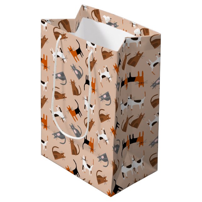 Katzen Mittlere Geschenktüte (Vorderseite Schrägansicht)
