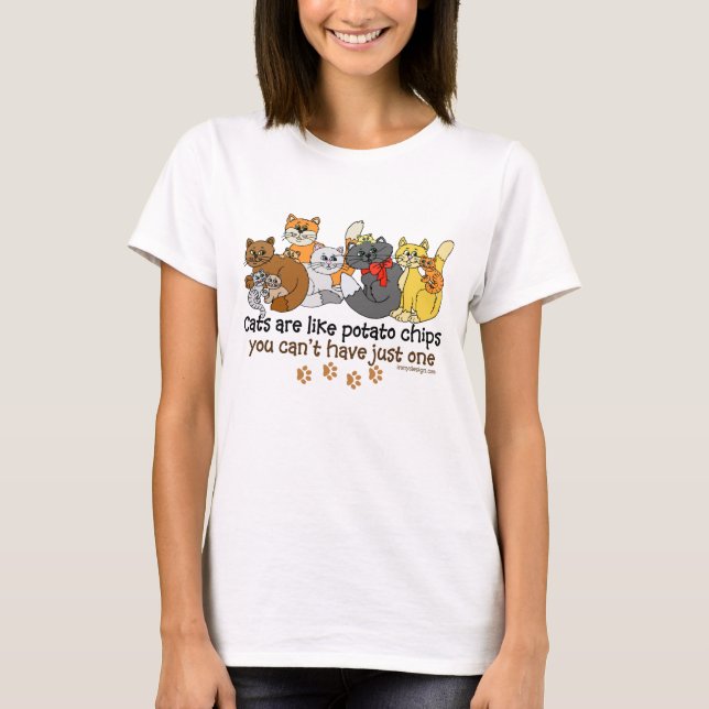 Katzen mögen Kartoffelchips Spaß T-Shirt (Vorderseite)