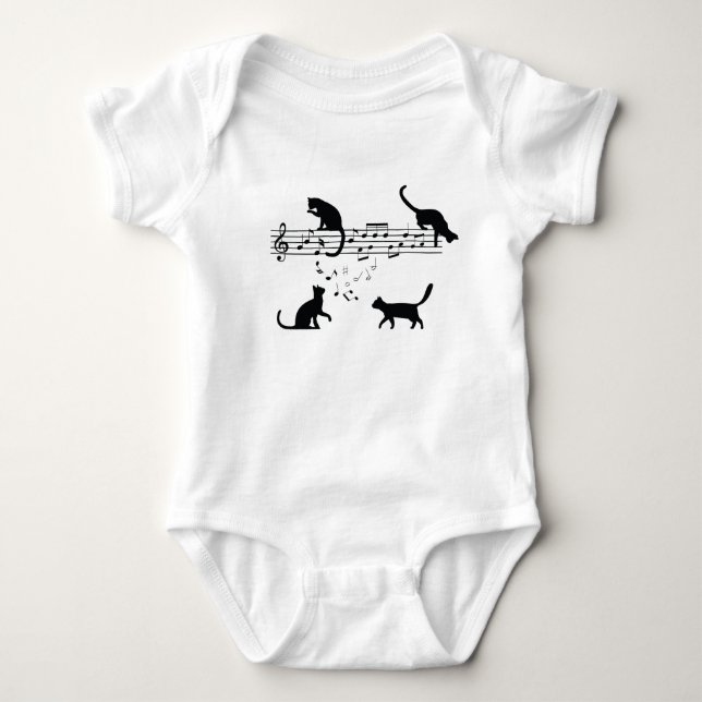 Katzen Musiknoten spielen Baby Strampler (Vorderseite)
