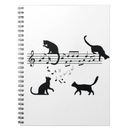 Katzen Musiknoten spielen Notizblock