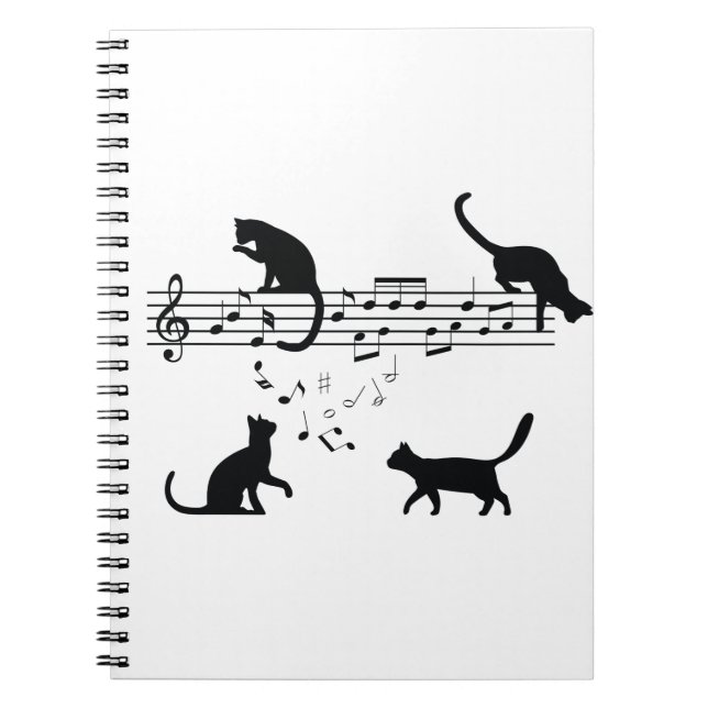 Katzen Musiknoten spielen Notizblock (Vorderseite)