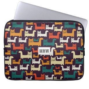 Katzen Muster individuelle Laptop-Ärmel für Monogr Laptopschutzhülle