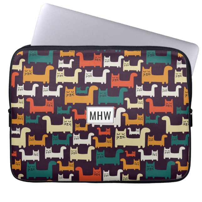 Katzen Muster individuelle Laptop-Ärmel für Monogr Laptopschutzhülle (Vorderseite)