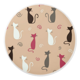 Katzen Muster-Rosa Keramikknauf