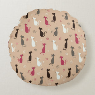 Katzen Muster-Rosa Rundes Kissen