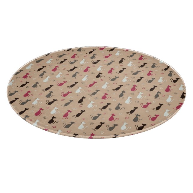 Katzen Muster-Rosa Schneidebrett (Ecke)