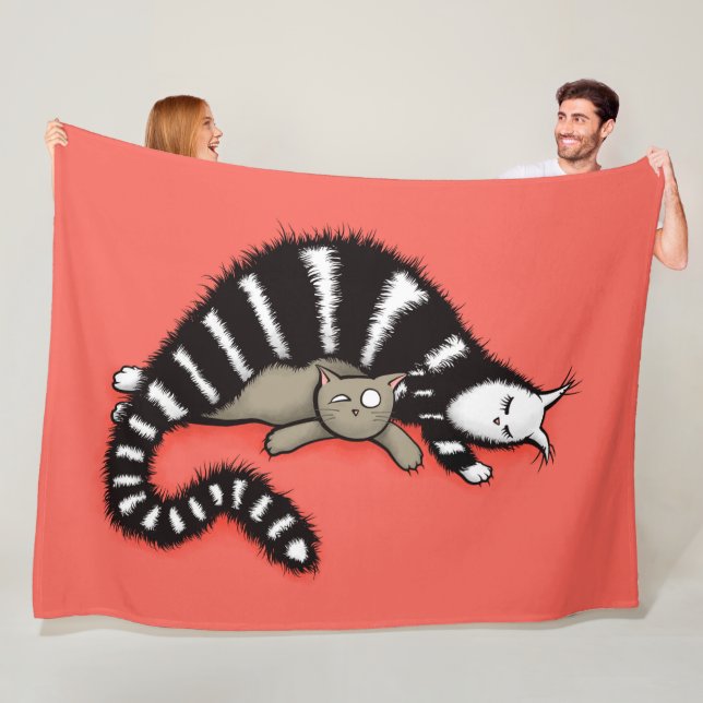 Katzen-Mutter schützt ihr niedliches Kitty-Kind Fleecedecke (Beispiel)