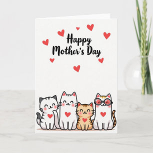 Katzen-Muttertag-Herzen-Karte Karte