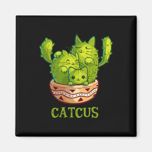 Katzen Niedliche Katze und Kaktus Mexican Cactus C Magnet
