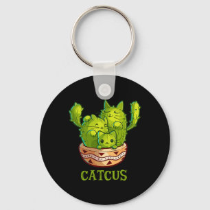 Katzen Niedliche Katze und Kaktus Mexican Cactus C Schlüsselanhänger