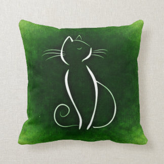 Katzen-Noir grünes Kissen