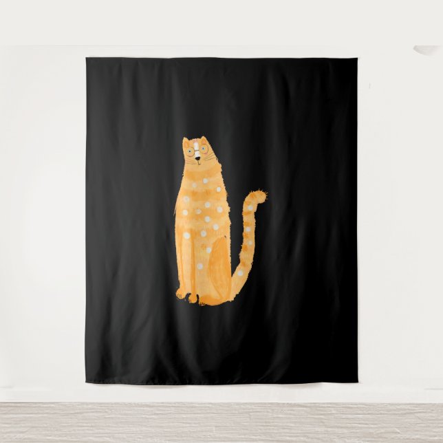 Katzen Orange Wandteppich (Vorderseite)