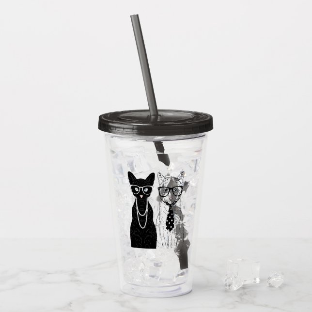 Katzen-Paare Acryltrinkbecher (Vorderseite Ice)