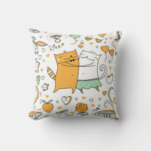 Katzen paaren Illustration. Cartoon - Kätzchen Kissen