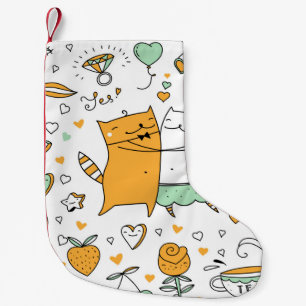 Katzen paaren Illustration. Cartoon - Kätzchen Kleiner Weihnachtsstrumpf