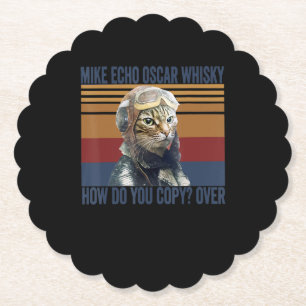 Katzen Pilot Mike Echo Oscar Whisky Kostümgeschen Untersetzer