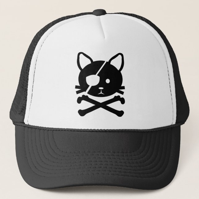 Katzen-Piraten-Hut Truckerkappe (Vorderseite)