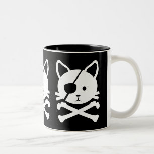 Katzen-Piraten-Tasse Zweifarbige Tasse