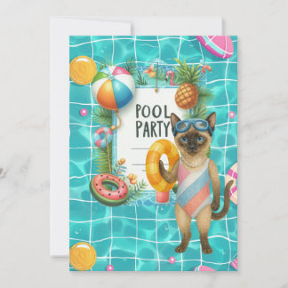 Katzen-Poolparty Einladung