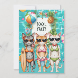 Katzen-Poolparty Einladung