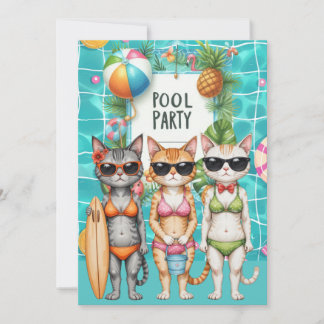 Katzen-Poolparty Einladung